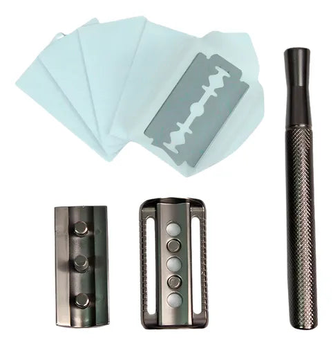Máquina de Afeitar Clásica de Lujo con Base  + 5 Cuchillas Afeitado Preciso