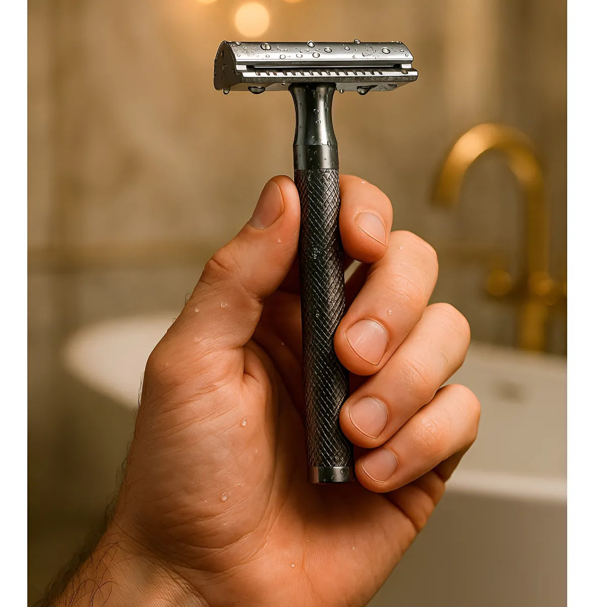 Máquina de Afeitar Clásica de Lujo con Base  + 5 Cuchillas Afeitado Preciso