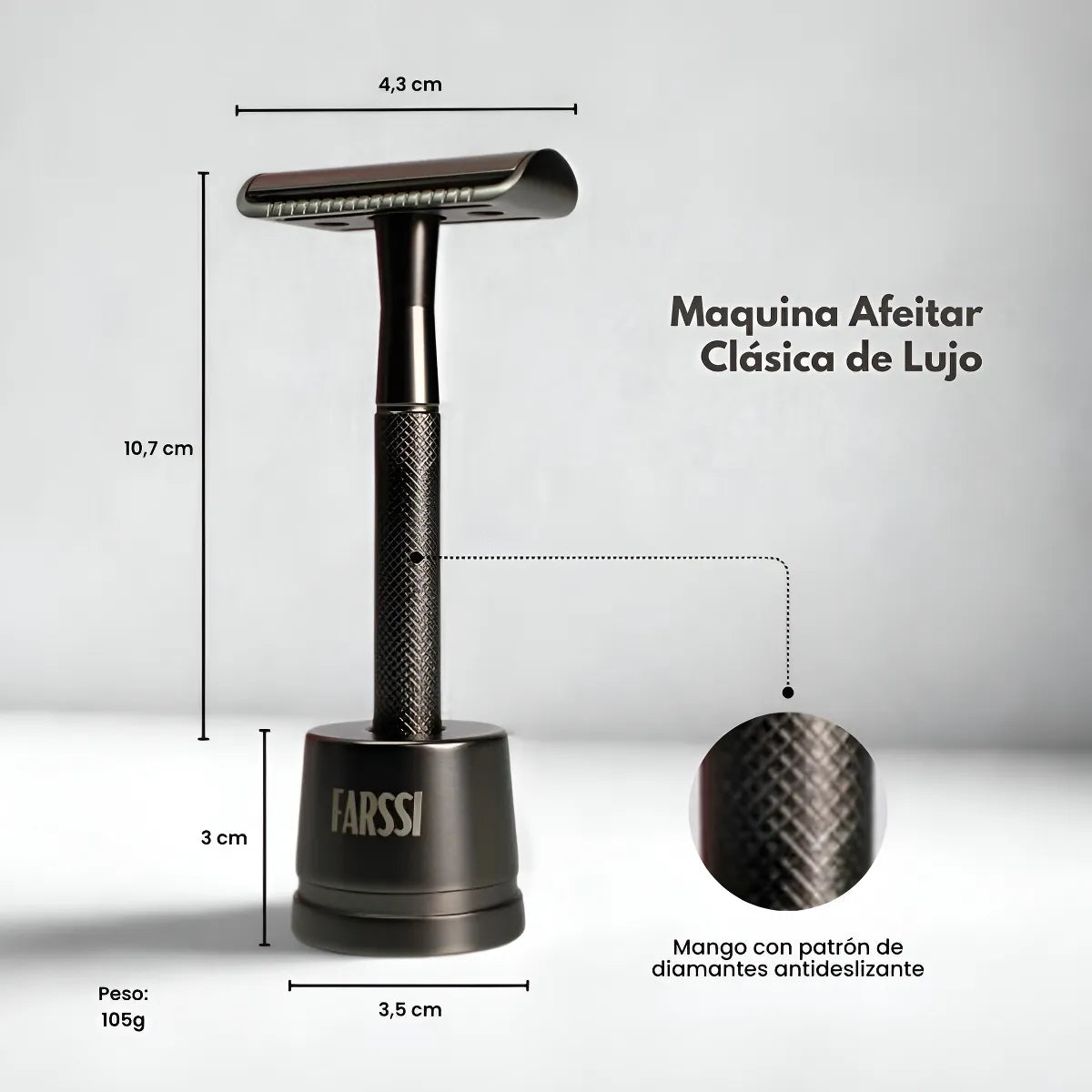 Máquina de Afeitar Clásica de Lujo con Base  + 5 Cuchillas Afeitado Preciso