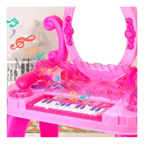 Tocador Juguete Piano para Niña 🎀 | Música y Peinador Completo