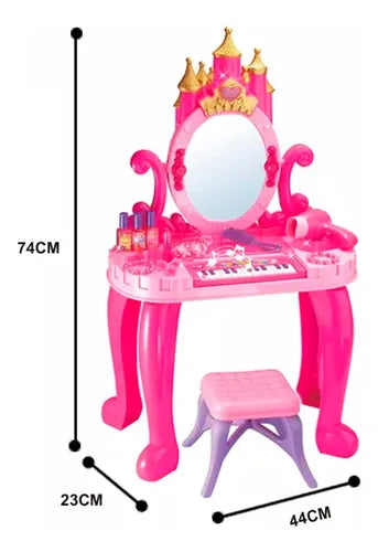 Tocador Juguete Piano para Niña 🎀 | Música y Peinador Completo