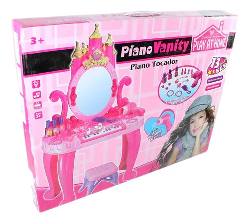 Tocador Juguete Piano para Niña 🎀 | Música y Peinador Completo