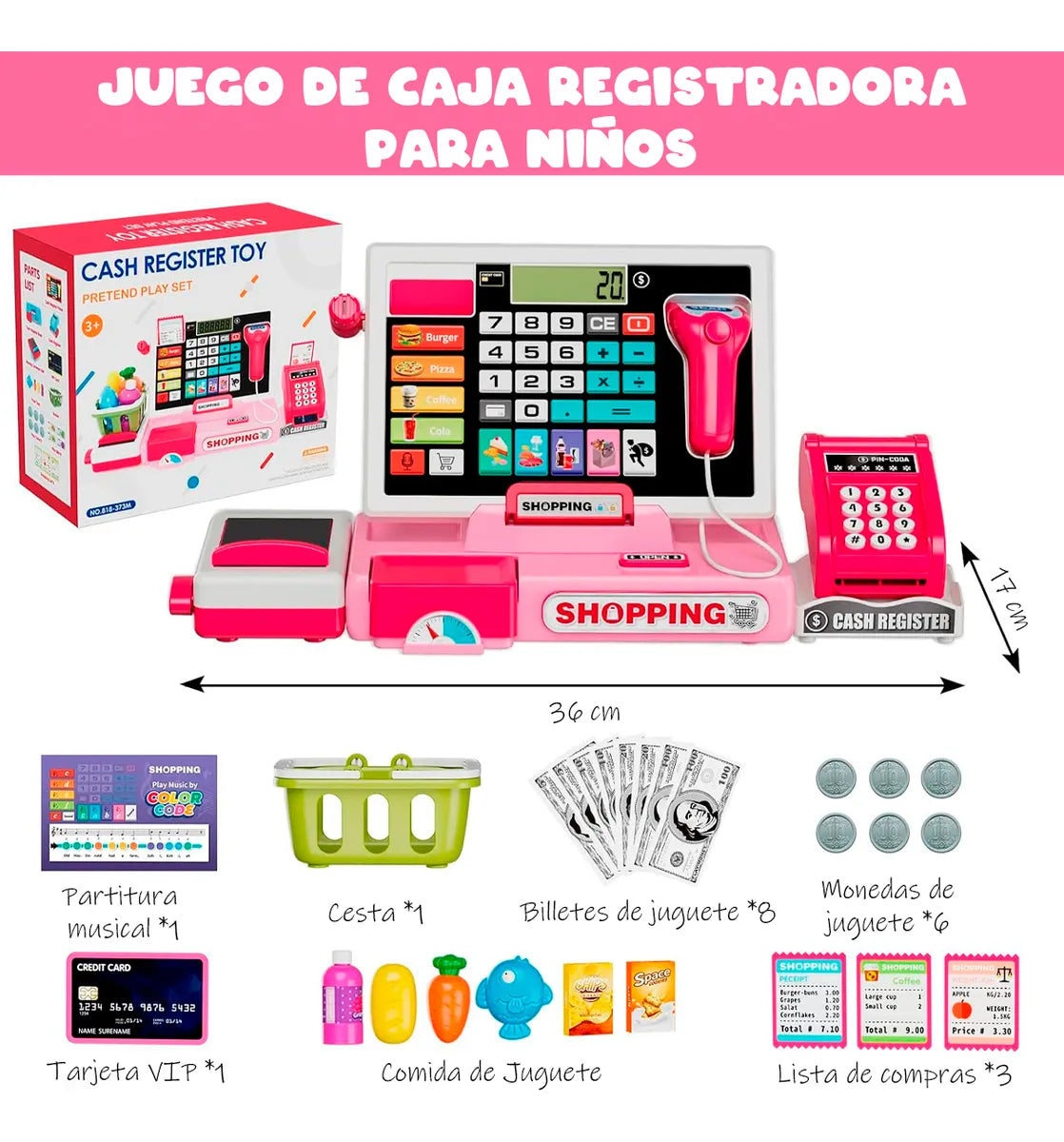 Caja Registradora Infantil con Calculadora y Tarjeta  Juguete Educativo