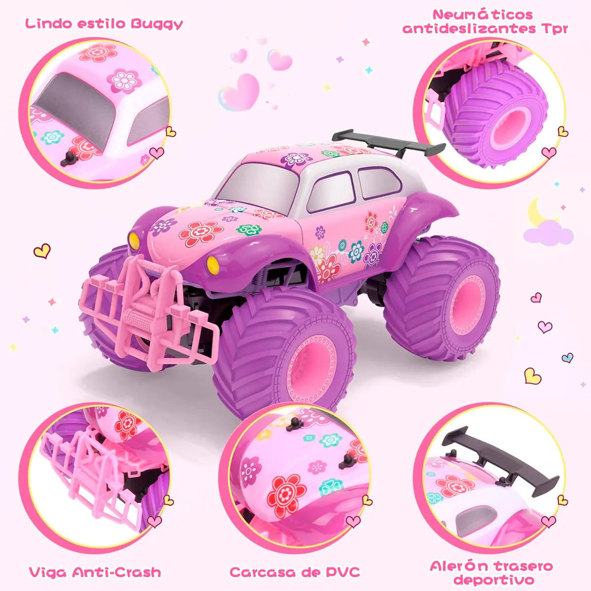 Carro Todoterreno a Control Remoto con Ruedas Grandes Recargable