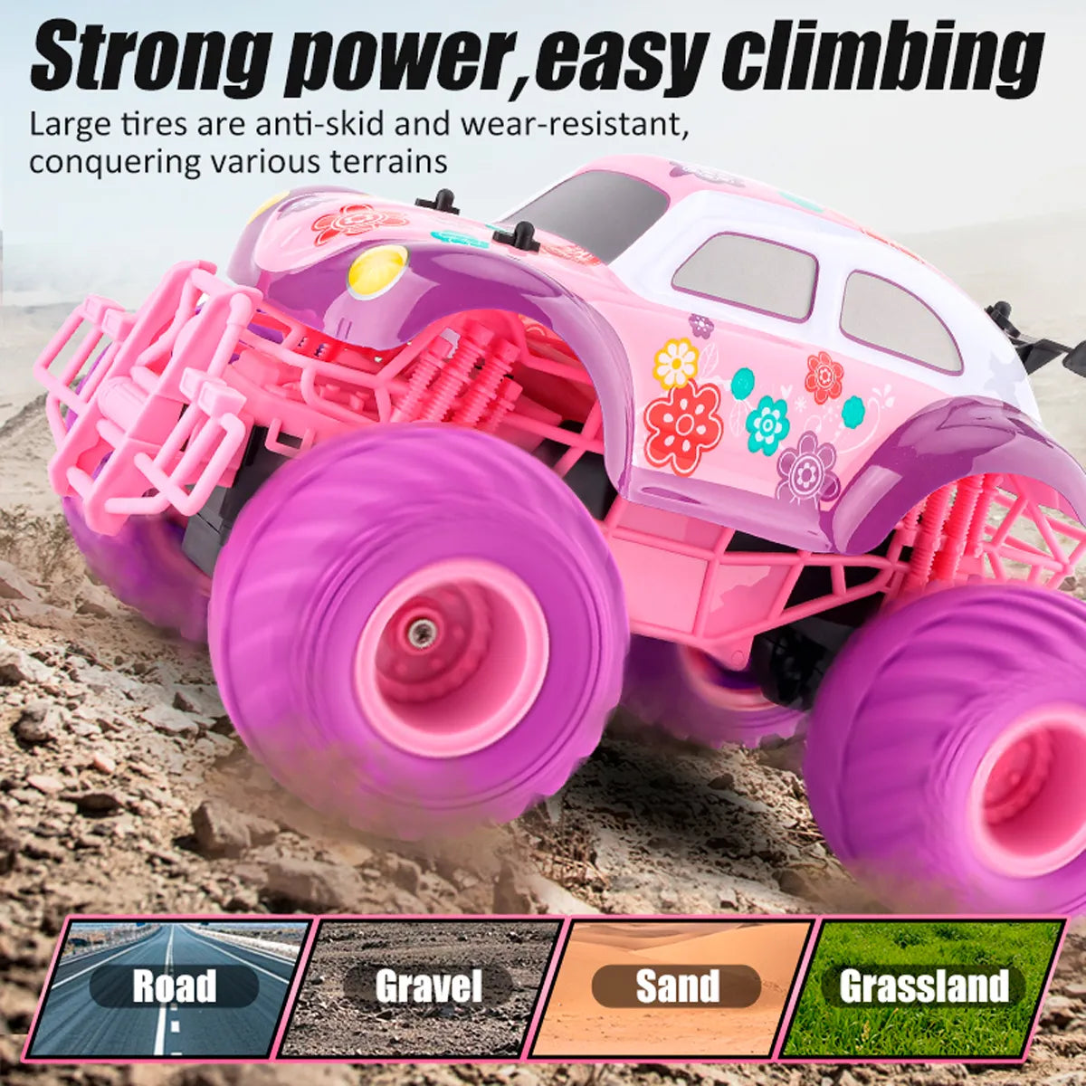 Carro Todoterreno a Control Remoto con Ruedas Grandes Recargable