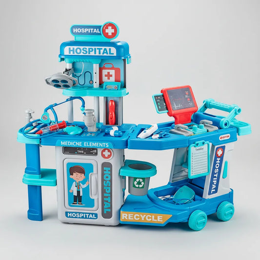 Juguete 2 en 1: Carro Médico y Mesa de Doctor