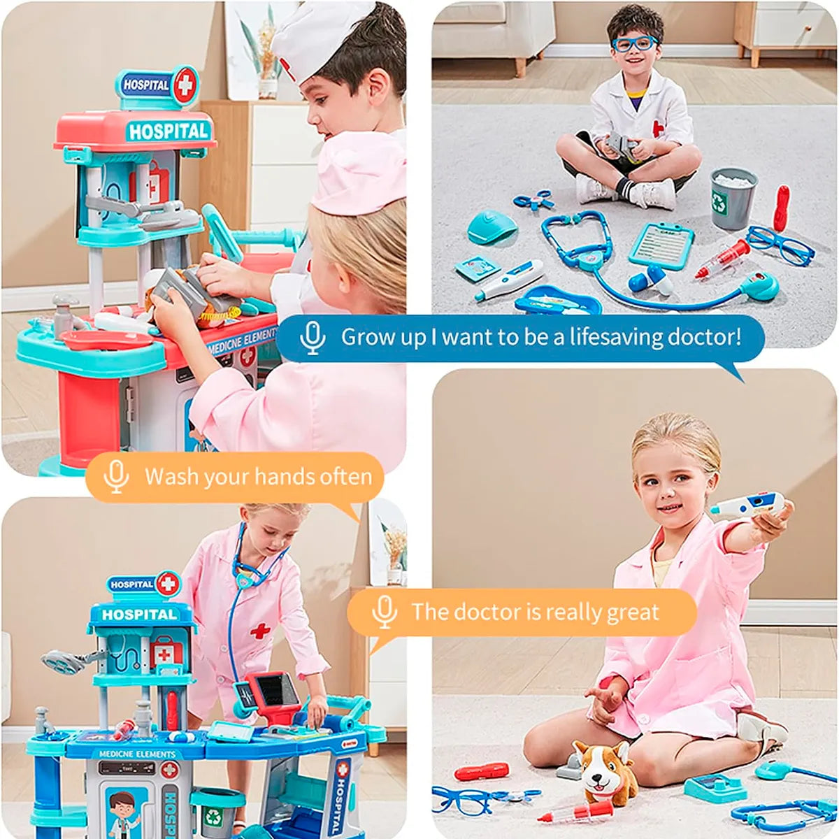 Juguete 2 en 1: Carro Médico y Mesa de Doctor