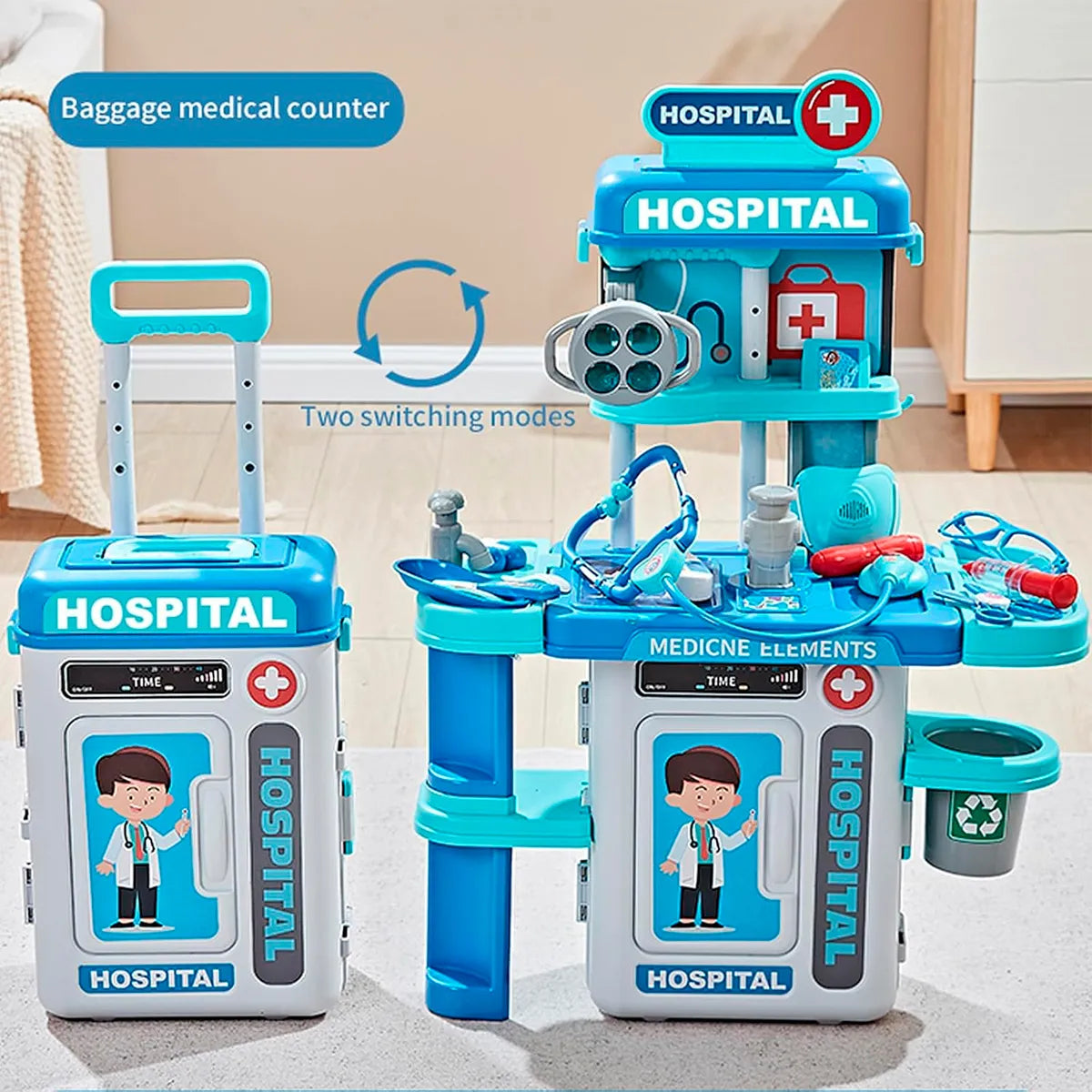 Juguete 2 en 1: Carro Médico y Mesa de Doctor