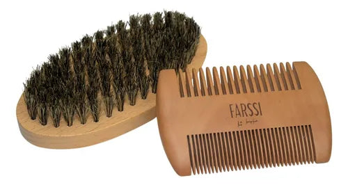 Set Cepillo Barba Cerdas de Jabalí + Peine Madera  Estilo y Cuidado Natural