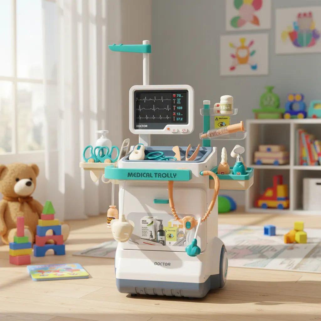 Kit DoctorJuego Carro móvil  26 Pcs con ruedas para organizar y transportar