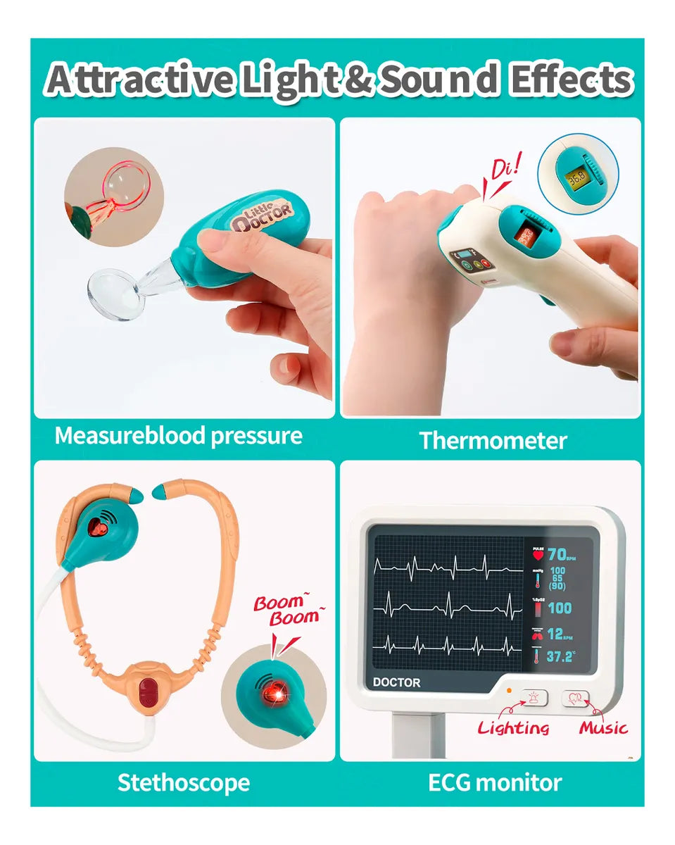 Kit DoctorJuego Carro móvil  26 Pcs con ruedas para organizar y transportar