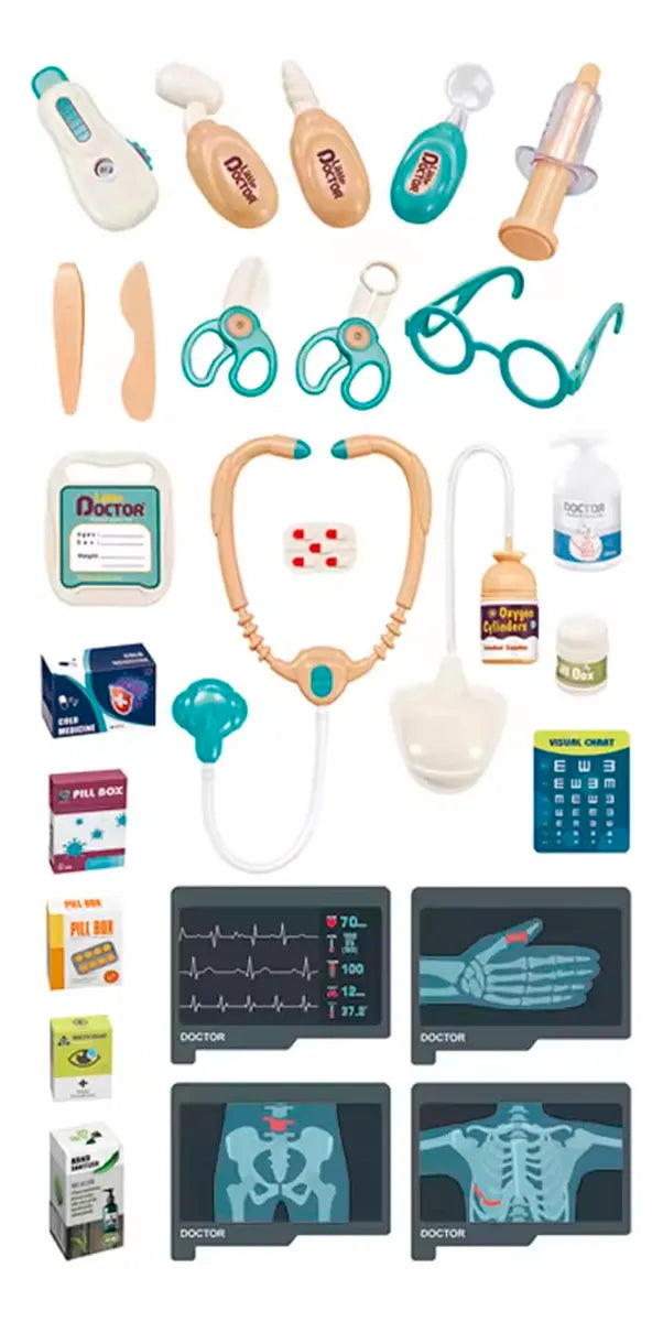 Kit DoctorJuego Carro móvil  26 Pcs con ruedas para organizar y transportar