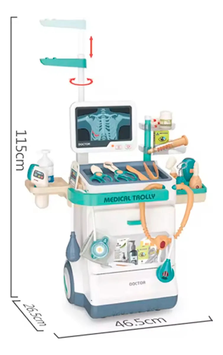 Kit DoctorJuego Carro móvil  26 Pcs con ruedas para organizar y transportar