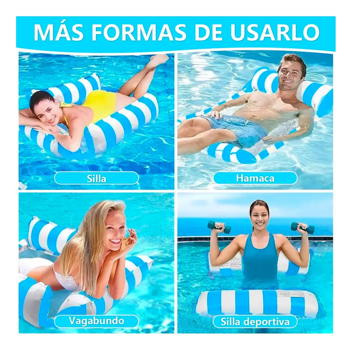 Flotador Hamaca Inflable  4 lados Silla Hamaca Piscina Adultos