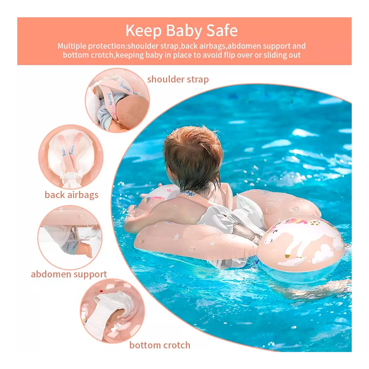 Flotador para Bebé con Techo  Entrenador de Natación Seguro