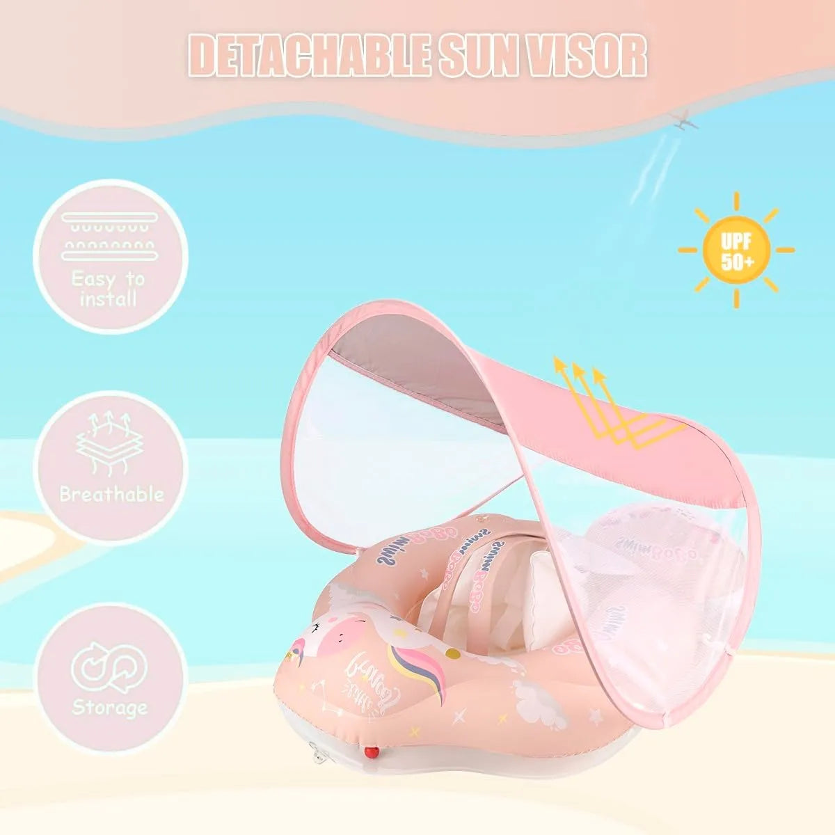 Flotador para Bebé con Techo  Entrenador de Natación Seguro