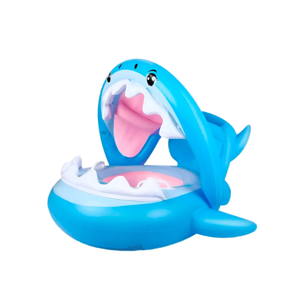 Flotador Inflable Piscina Bebé Niño 🦈 Tiburon Shark  Bote con Techo y Diseño de Tiburón