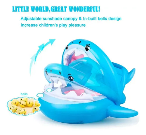 Flotador Inflable Piscina Bebé Niño 🦈 Tiburon Shark  Bote con Techo y Diseño de Tiburón