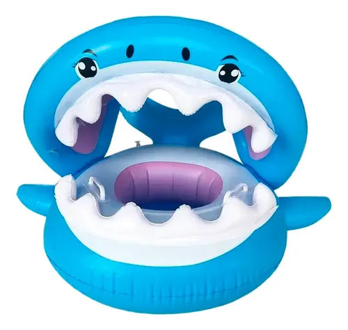 Flotador Inflable Piscina Bebé Niño 🦈 Tiburon Shark  Bote con Techo y Diseño de Tiburón