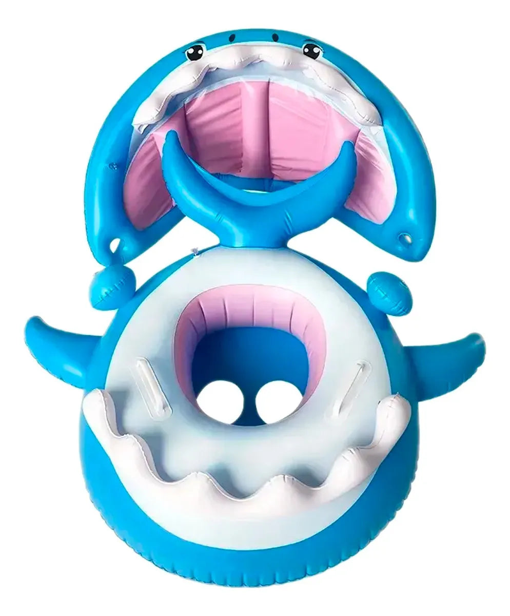 Flotador Inflable Piscina Bebé Niño 🦈 Tiburon Shark  Bote con Techo y Diseño de Tiburón