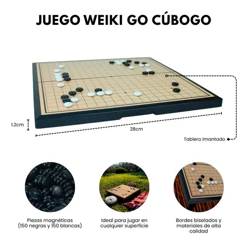 Set Juego  de Mesa Go Weiqi  Gomoku  Tablero Magnético Portatil 28 x 28 cm