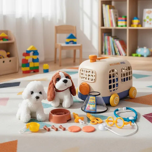 Kit Veterinaria Infantil con Guacal 🐶  Juego de Doctor para Mascotas