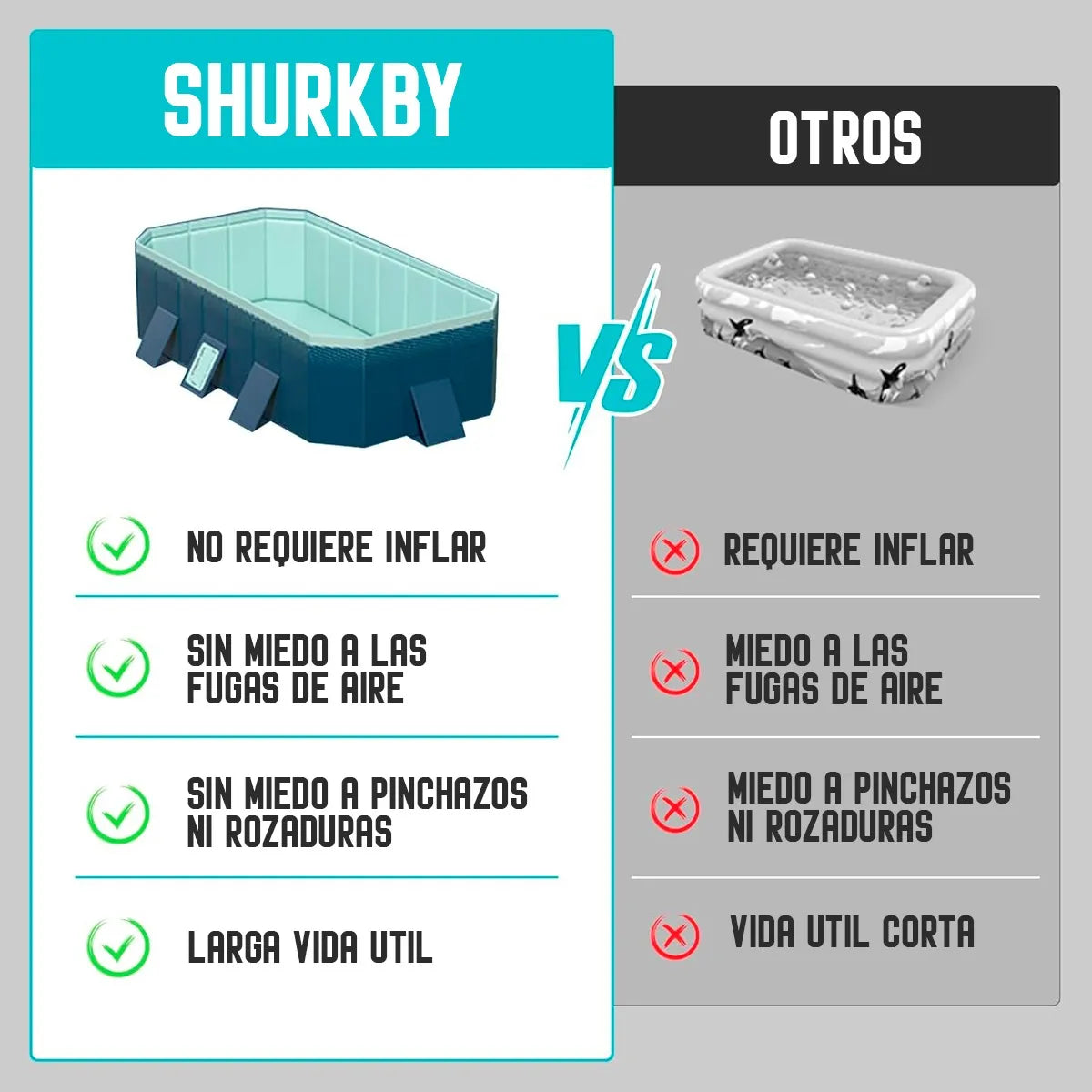 Piscina Familiar Portatil Plegable210 × 140 × 55 cm. para Adultos y Niños Fácil de Guardar