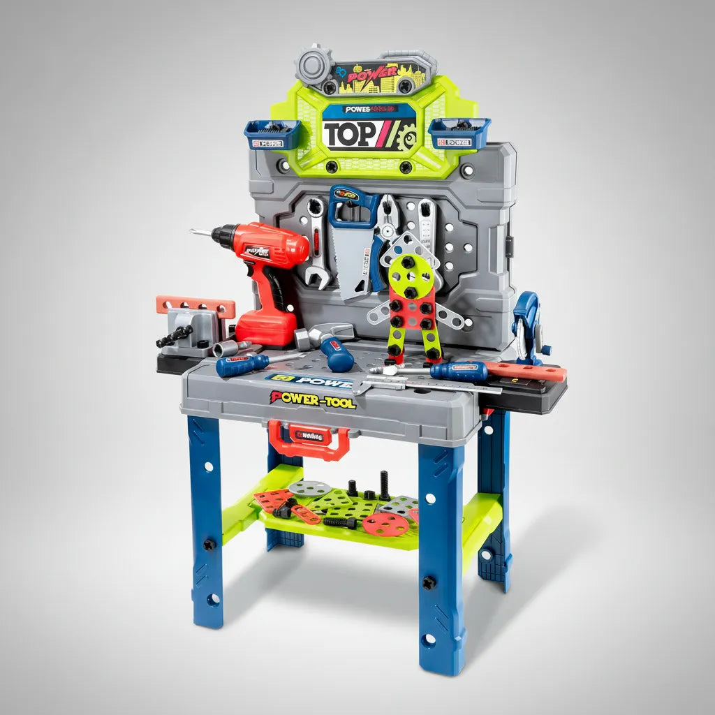 Maletín de Herramientas Infantil + Mesa de Construcción 132 piezas