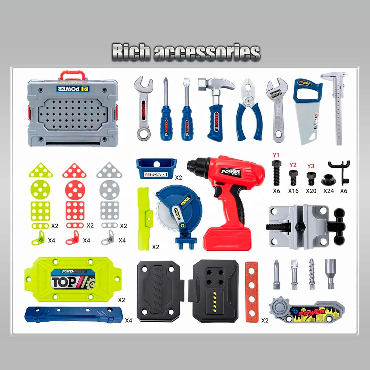 Maletín de Herramientas Infantil + Mesa de Construcción 132 piezas