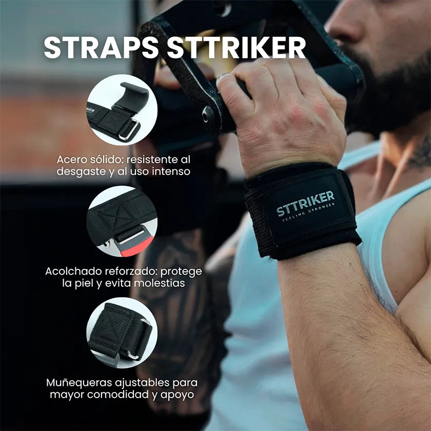 Kit X2 Straps con Gancho Metálico para Levantamiento Pesas