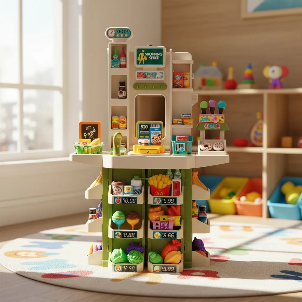 Supermercado de Juguete 100 cm + Caja Registradora 67 pcs