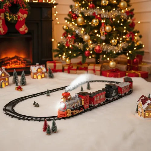 Pista Tren Navideño con Humo y Sonido  18 Piezas 4 Vagones