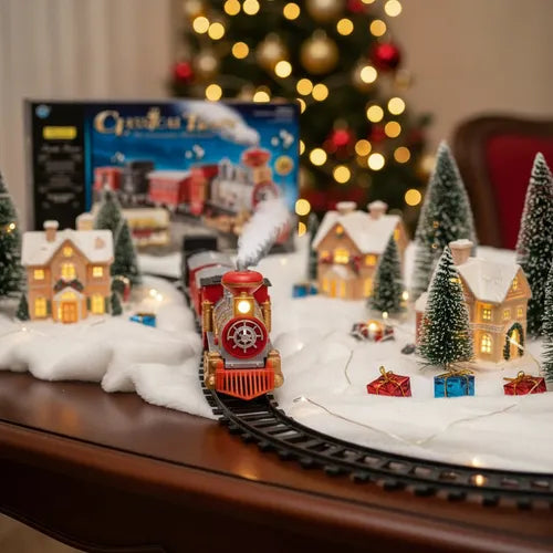 Pista Tren Navideño con Humo y Sonido  18 Piezas 4 Vagones