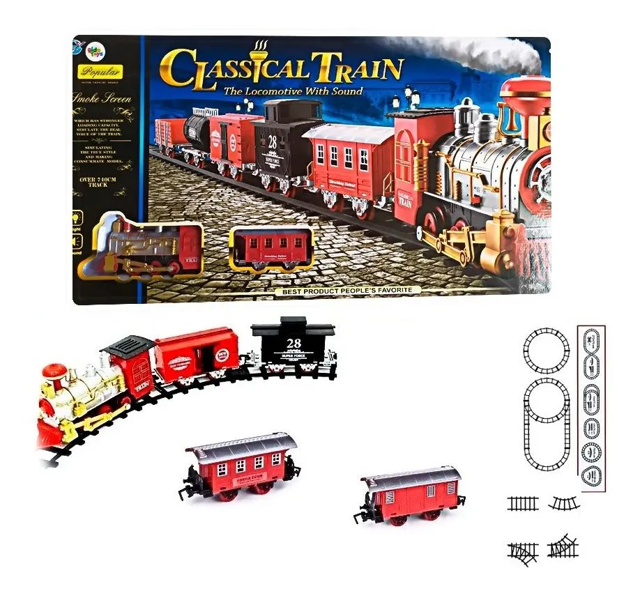 Tren Navideño de Juguete 25 pcs 🎄 | Luces Humo  y Sonidos Reales