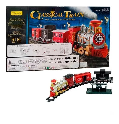 Tren Navideño de Juguete 25 pcs 🎄 | Luces Humo  y Sonidos Reales