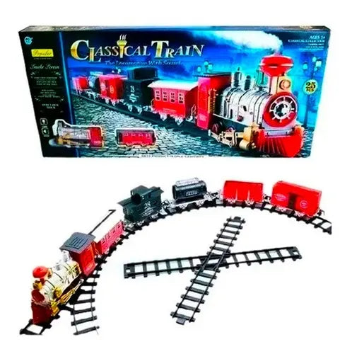 Tren Navideño de Juguete 25 pcs 🎄 | Luces Humo  y Sonidos Reales